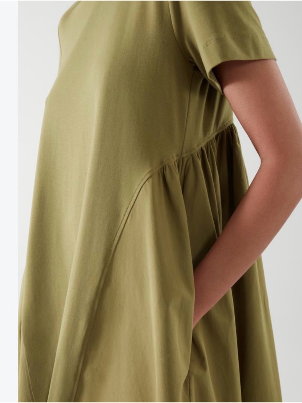 COS Olive Midi Swing Dress in Green - Picture 3 of 8